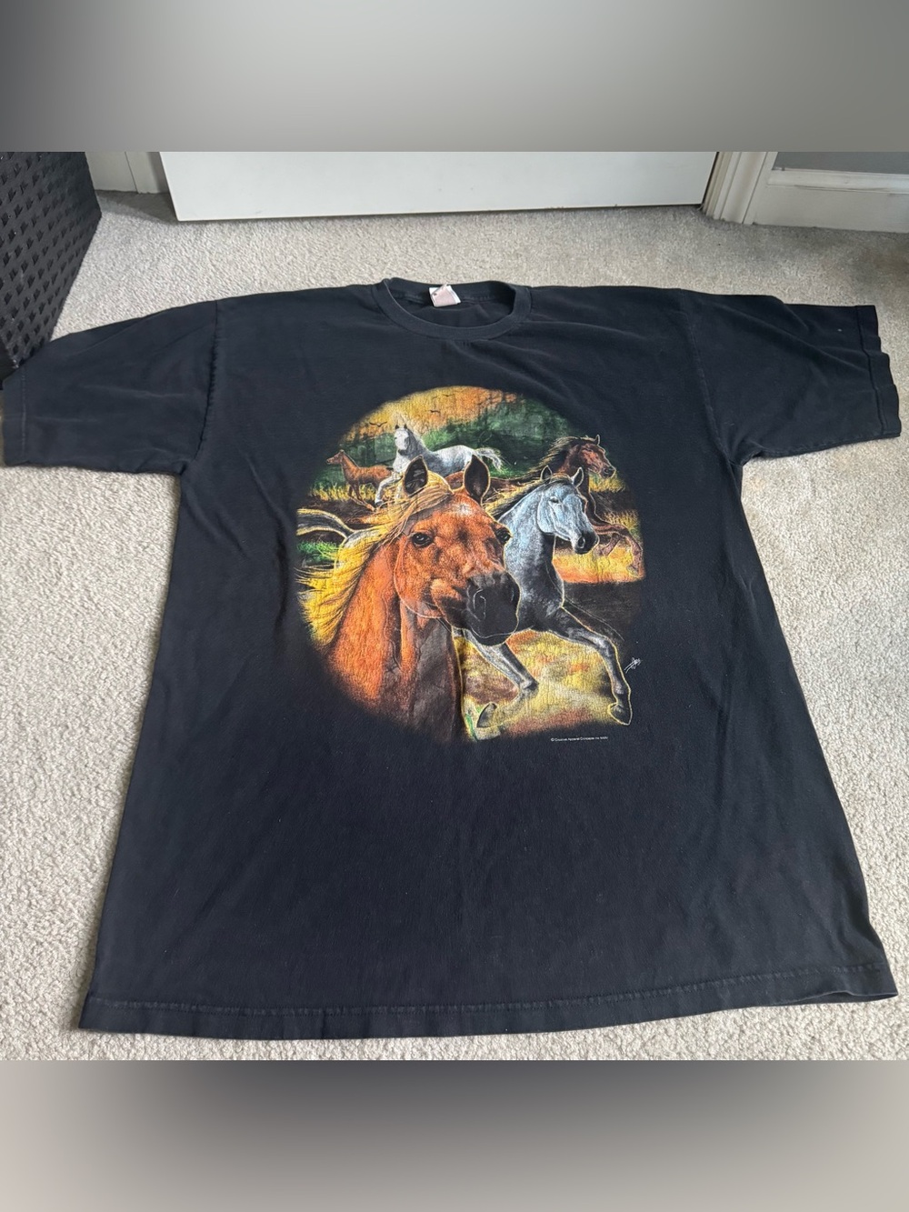 Vintage Y2K Equestrian Horse Graphic Print T-Shirt Pony Nature Outdoors